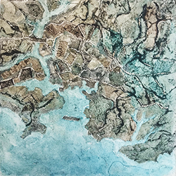 An image of a collagraph produced at Ocean Studios